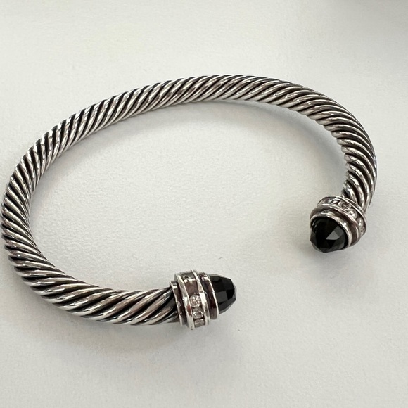 Auth. David Yurman Cable Princess Bracelet Black Onyx & Pavé Diamonds Sz.M - Picture 11 of 12